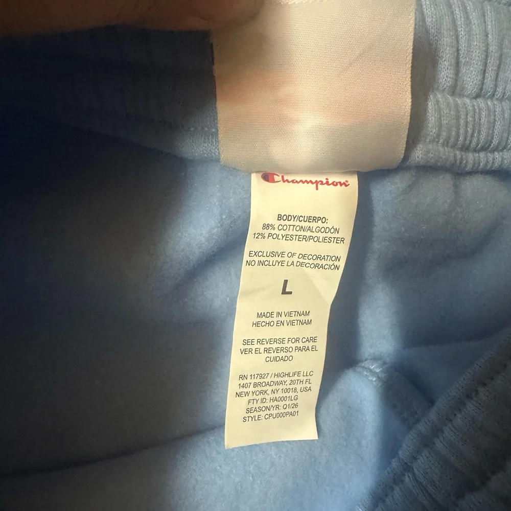 Champion Light Blue Men’s Fleece Joggers with Drawstring